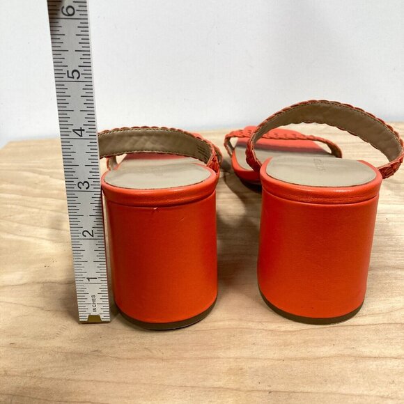 Ann Taylor Peyton Sandals, Size 10 M, Orange Woven Braided Strappy Block Heel - Picture 4 of 7